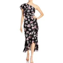 Mesh Ruffle Evening Dress