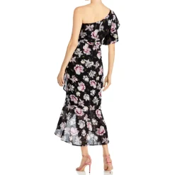 Mesh Ruffle Evening Dress