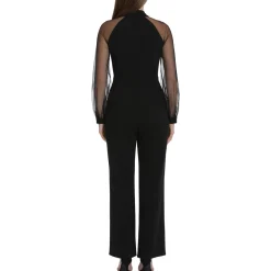 Mesh Sleeve Keyhole Jumpsuit