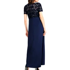 Metallic Embroidered Evening Dress
