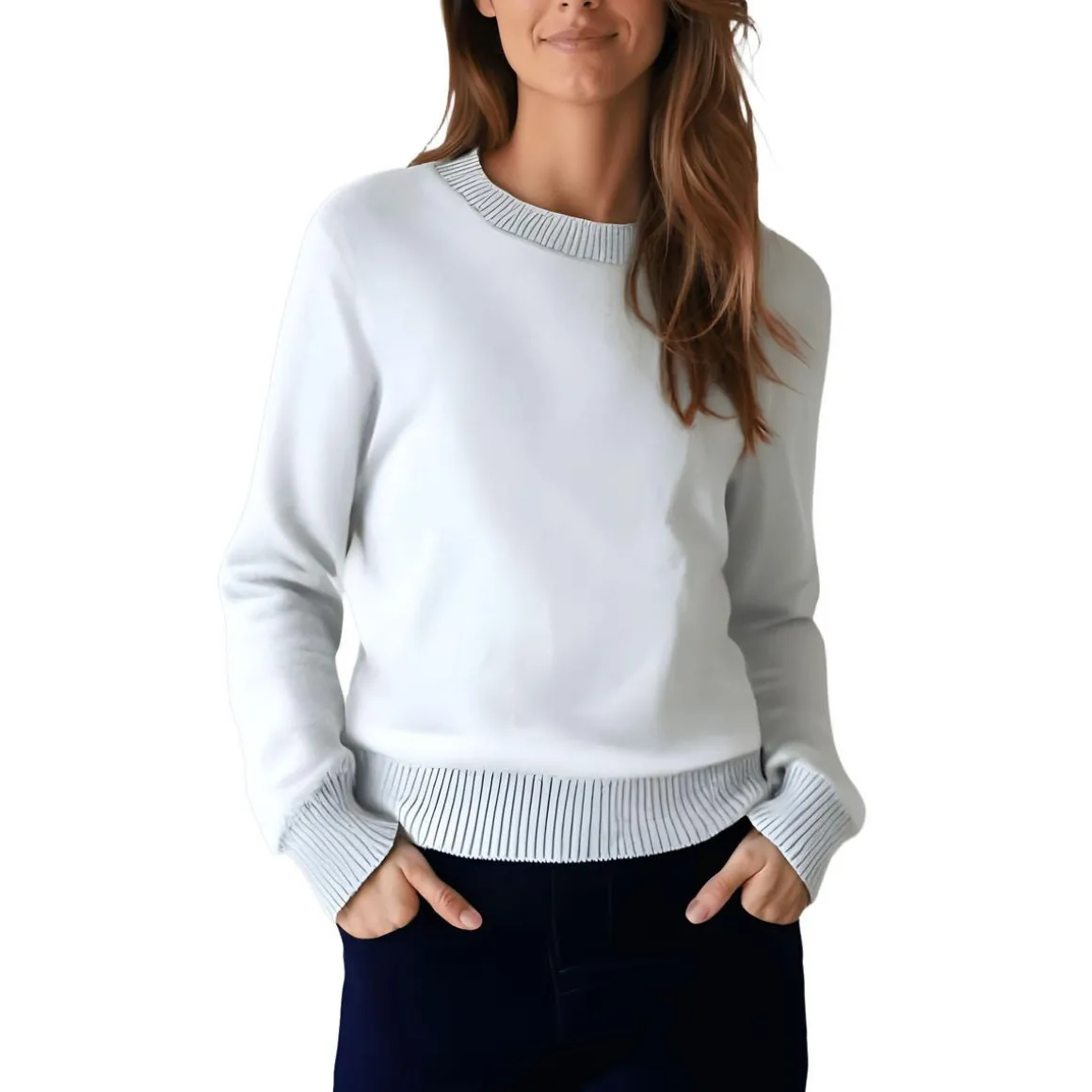 Metallic Long Sleeve Crewneck Sweater