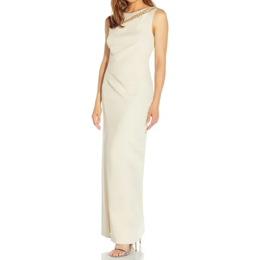 Metallic Maxi Evening Dress
