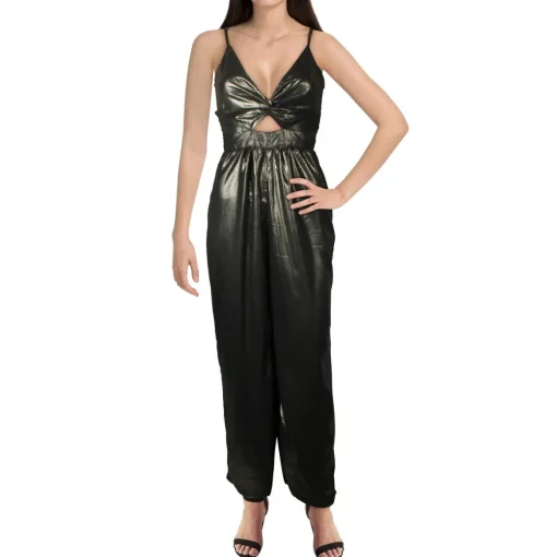 Metallic V Neck Jumpsuit