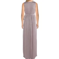 Metallic V-Neck Evening Dress