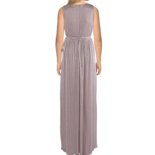 Metallic V-Neck Evening Dress