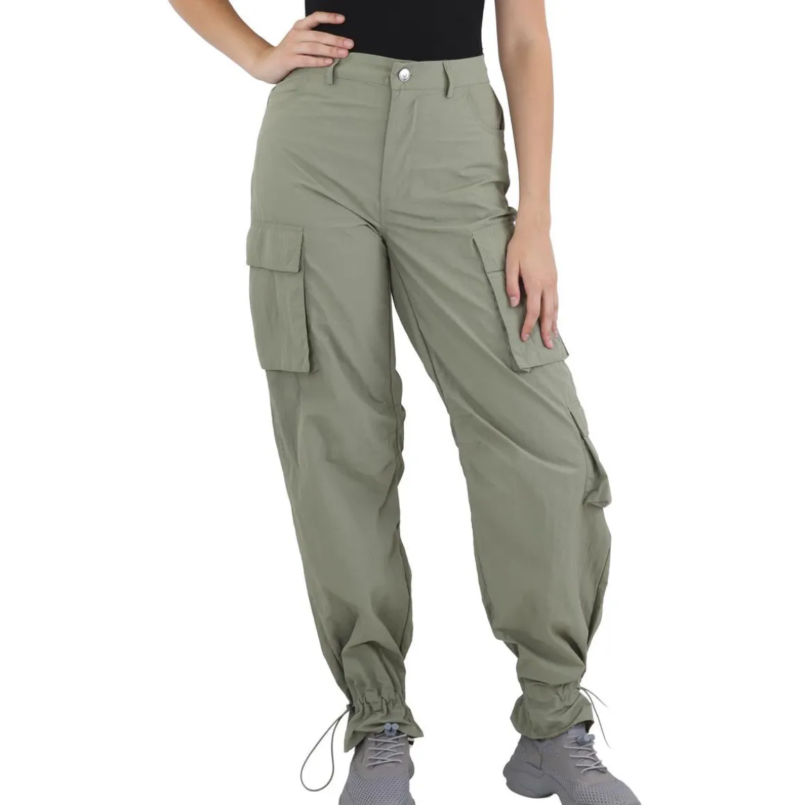 Mid Rise Drawcord Ankle Cargo Pants