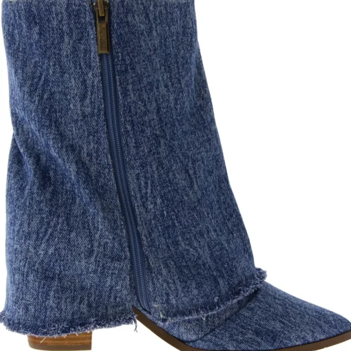 Miranda Denim Pointed Toe Mid-Calf Boots