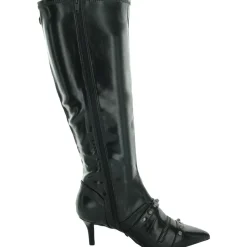 Monro Faux Leather Heeled Knee-High Boots