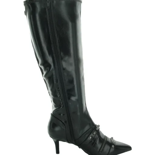 Monro Faux Leather Heeled Knee-High Boots