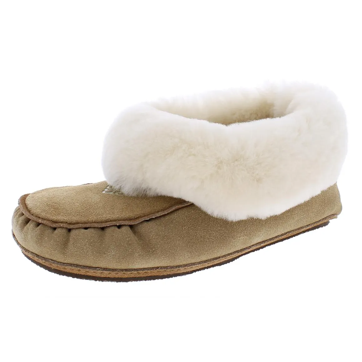 Navajo Suede Shearling Lined Moccasin Slippers