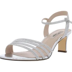 NELENAYF Studded Ankle Strap Evening Sandals