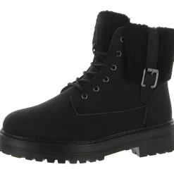 Nicolette Faux Fur Lugged Sole Combat & Lace-up Boots