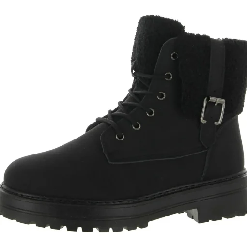 Nicolette Faux Fur Lugged Sole Combat & Lace-up Boots
