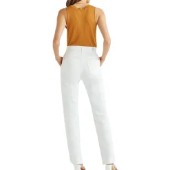 Paperbag Belted Denim Straight Leg Jeans