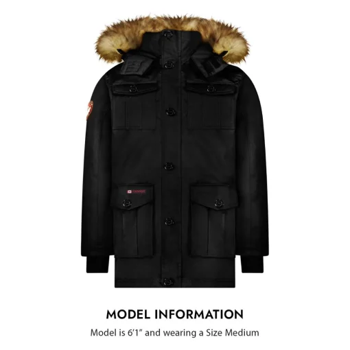 Parka Coat for Men-Insulated Winter Jacket w/ Faux Fur Hood