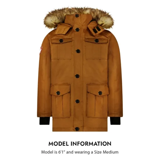 Parka Coat for Men-Insulated Winter Jacket w/ Faux Fur Hood