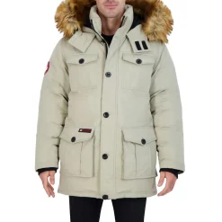 Parka Coat for Men-Insulated Winter Jacket w/ Faux Fur Hood