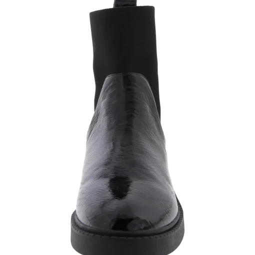 Patent Pull On Chelsea Boots