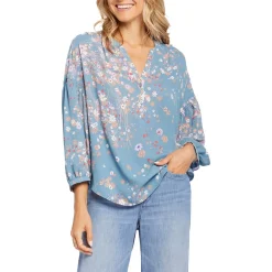 Paulina Floral Button Front Henley
