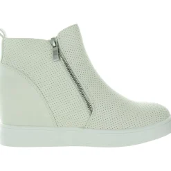 Perforated Faux Leather Wedge Boots