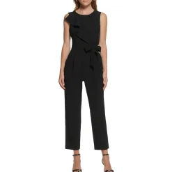 Petites Pleated Crewneck Jumpsuit
