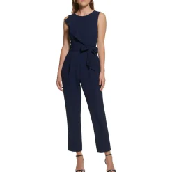 Petites Pleated Crewneck Jumpsuit