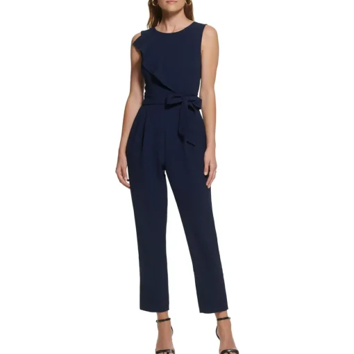 Petites Pleated Crewneck Jumpsuit