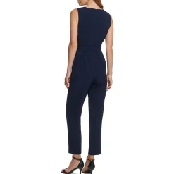 Petites Pleated Crewneck Jumpsuit