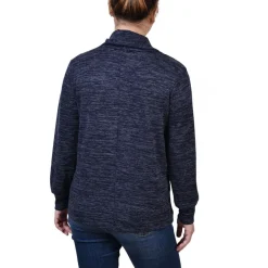 Petites Asymmetrical Cowl Neck Button-Up