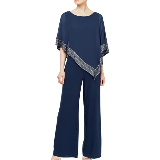 Petites Chiffon Metallic Jumpsuit