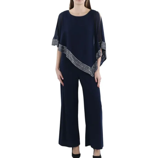 Petites Chiffon Metallic Jumpsuit