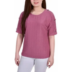 Petites Honeycomb Embellished Blouse