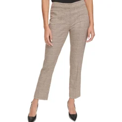 Petites Mid-Rise Glen Plaid Straight Leg Pants