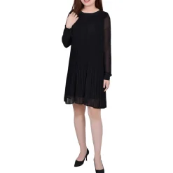 Petites Pleated Mini Shift Dress