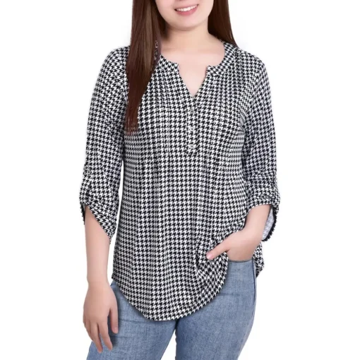 Petites Printed Pintuck Henley