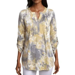 Petites Printed Pintuck Henley