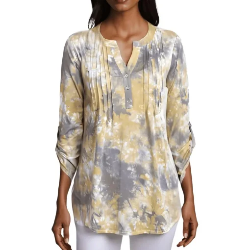 Petites Printed Pintuck Henley
