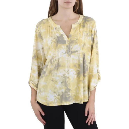 Petites Printed Pintuck Henley