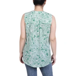 Petites Printed Pintucked Blouse