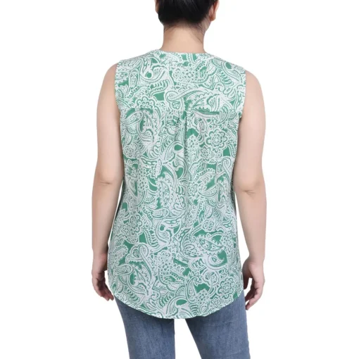 Petites Printed Pintucked Blouse