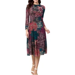 Petites Printed Sheer Midi Dress