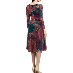 Petites Printed Sheer Midi Dress