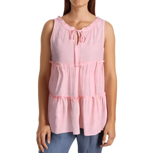 Petites Sleeveless Tiered Blouse