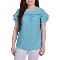 Petites Swiss Dot Wideneck Blouse
