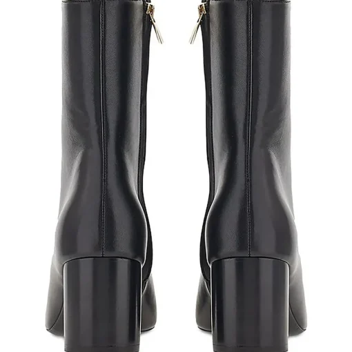 PLACIDA Leather Block Heel Ankle Boots