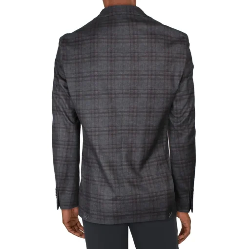 Plaid Knit Two-Button Blazer