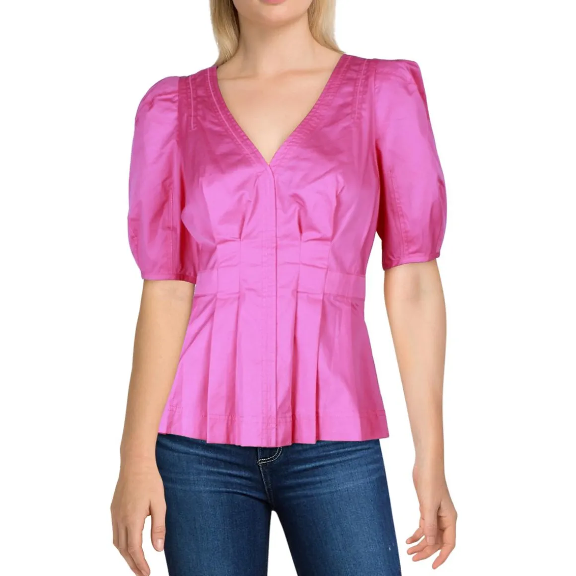 Pleated Cotton Peplum Top