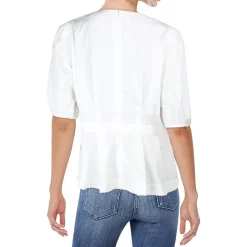 Pleated Cotton Peplum Top