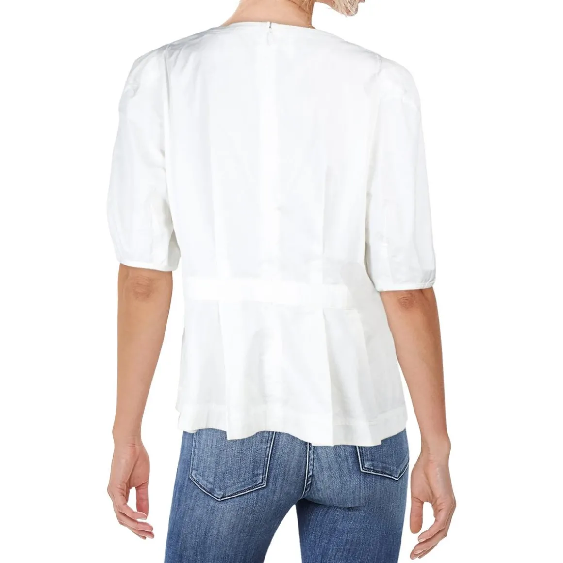 Pleated Cotton Peplum Top