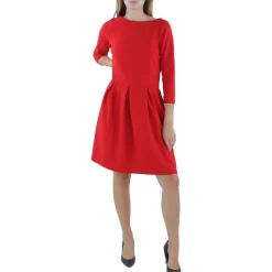 Pleated Knee-Length Fit & Flare Dress